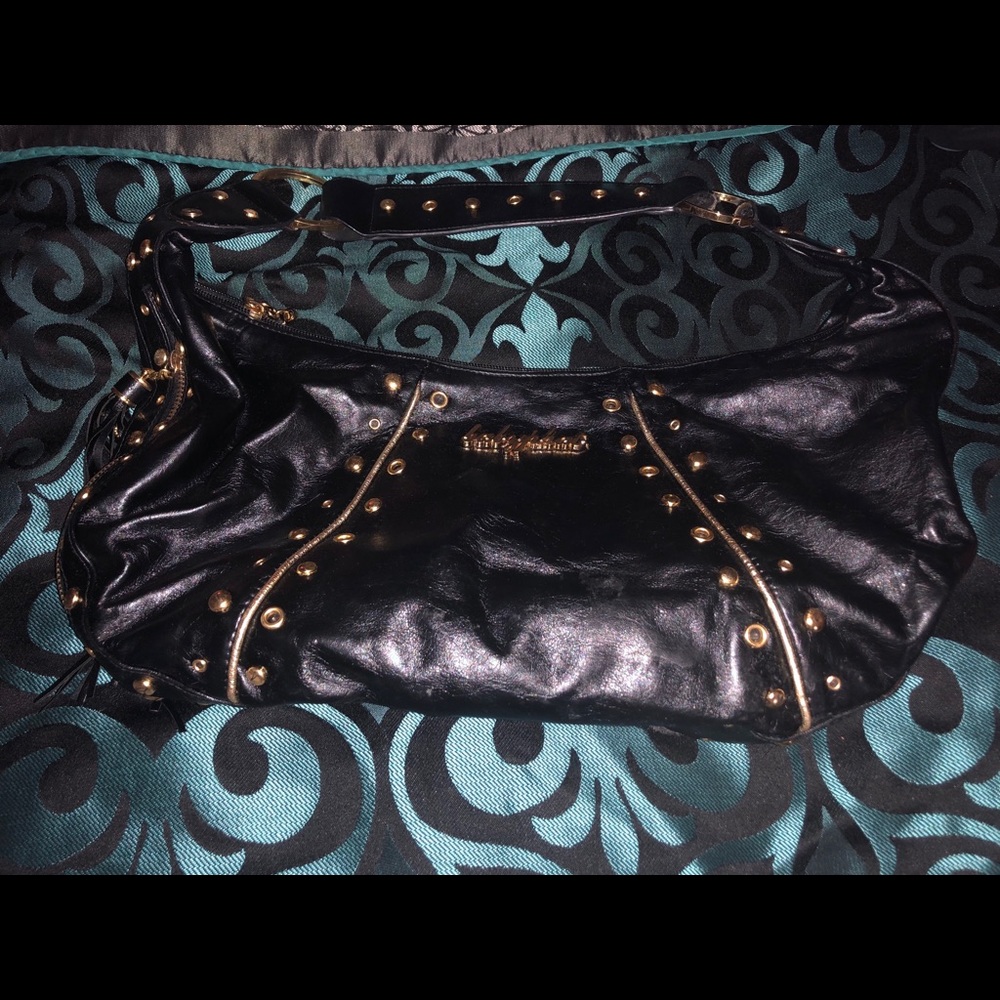 Baby Phat Black and Gold embellished purse